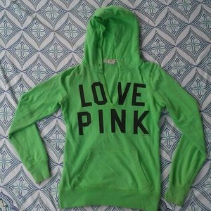 Pink Victoria's Secret hoodie Love green pullover